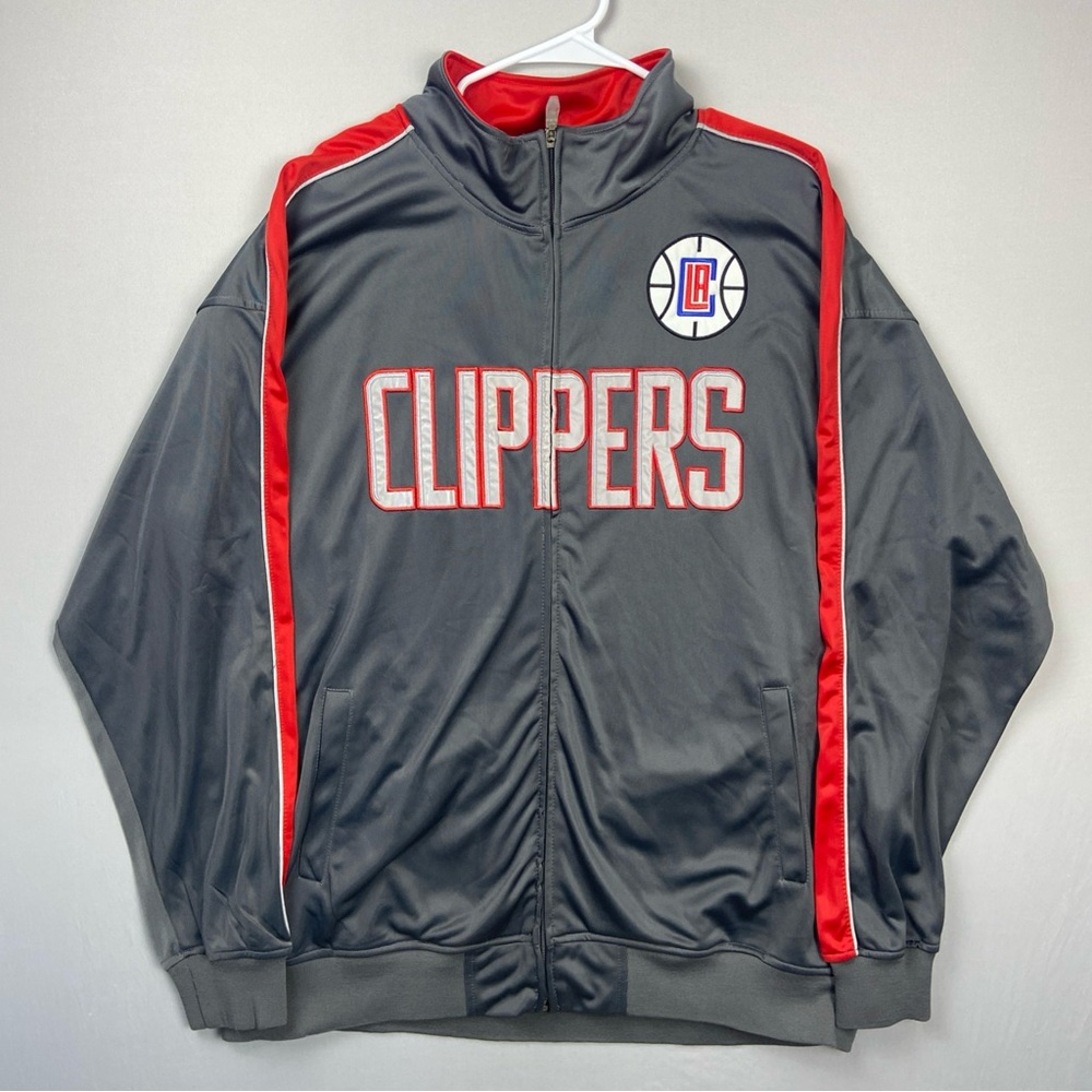 LA Clippers Majestic Warm Up Jacket Men’s 3XL Gray Track Full Zip NBA basketball